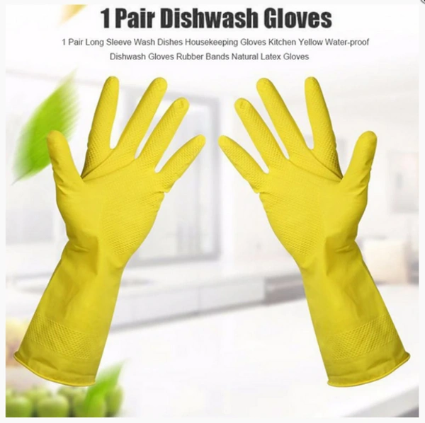 Multipurpose Rubber Hand Gloves Reusable Used for Washing, Cleaning, Kitchen, Garden.. (Multi Color) [1 Pair]